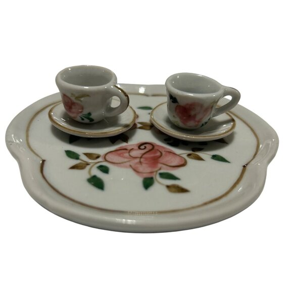 Miniature Hand Painted Stoneware 10 Piece Collectors Tea Set from Thailand - Picture 4 of 8